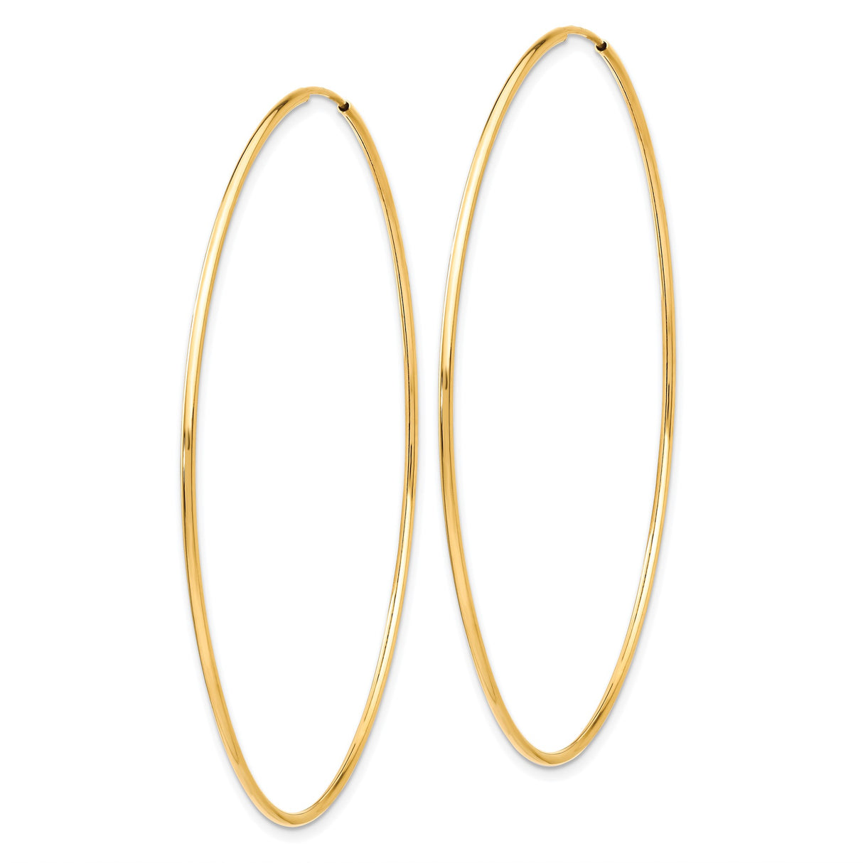 10k Yellow Gold Hoop Earrings, Large Lightweight Endless Design, High Polish Finish