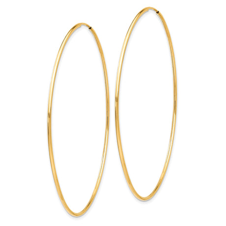 10k Yellow Gold Hoop Earrings, Large Lightweight Endless Design, High Polish Finish