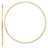 10k Yellow Gold Hoop Earrings, Large Lightweight Endless Design, High Polish Finish