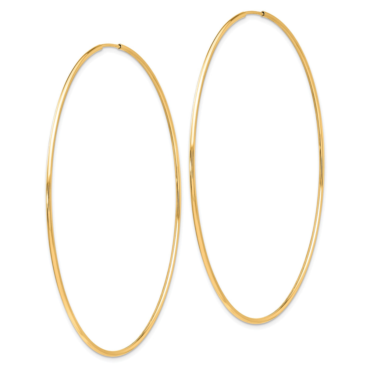 10k Yellow Gold Hoop Earrings, Lightweight Polished Tube with Smooth Finish, Minimalist Style