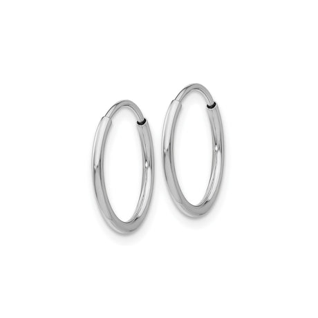 10k White Gold Hoop Earrings, Endless Round Design, Polished Finish, Unisex and Hypoallergenic