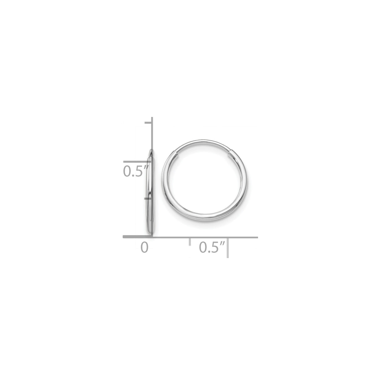 10k White Gold Hoop Earrings, Endless Round Design, Polished Finish, Unisex and Hypoallergenic