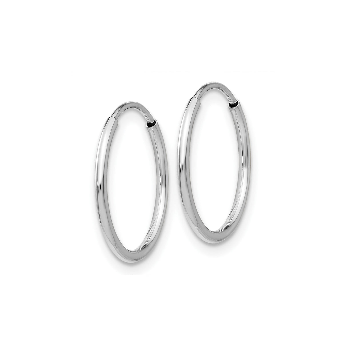 10k White Gold Hoop Earrings, Minimalist Round Tube Design, Lightweight Classic Style