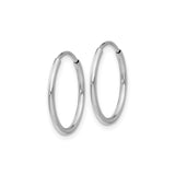 10k White Gold Hoop Earrings, Minimalist Tube Style with Polished Finish