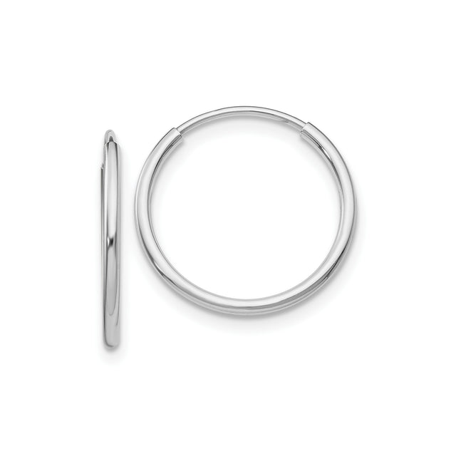 10k White Gold Hoop Earrings, Minimalist Tube Style with Polished Finish