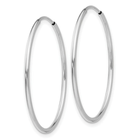 10k White Gold Hoop Earrings, Polished Finish, Classic Endless Round, Lightweight Minimalist Style