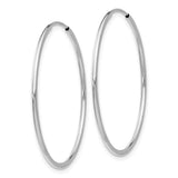10k White Gold Hoop Earrings, Classic Polished Round Tube Design, Lightweight Minimalist Style