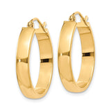 10k Yellow Gold Hoop Earrings, Medium Polished Round Design, Lightweight Minimalist Style