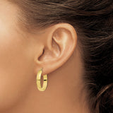 10k Yellow Gold Hoop Earrings, Medium Polished Round Design, Lightweight Minimalist Style