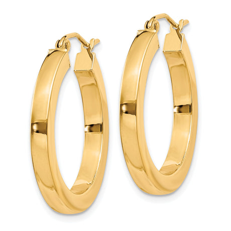 10k Yellow Gold Hoop Earrings, Classic Round Design with Polished High-Shine Finish