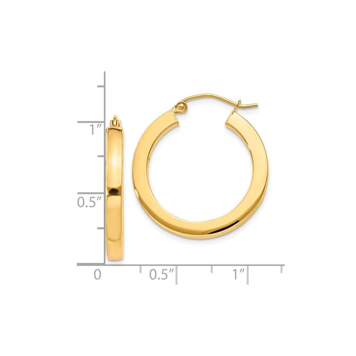 10k Yellow Gold Hoop Earrings, Classic Round Design with Polished High-Shine Finish