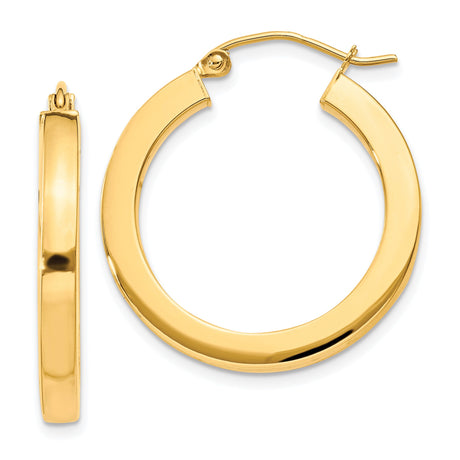 10k Yellow Gold Hoop Earrings, Classic Round Design with Polished High-Shine Finish
