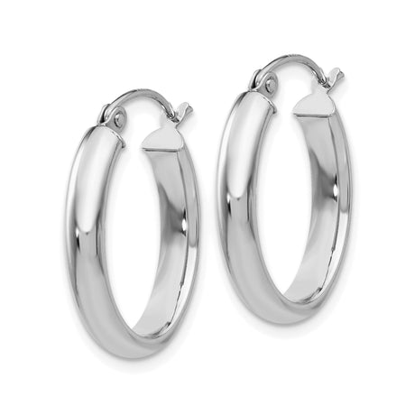 10k White Gold Oval Hoop Earrings, Classic Polished Minimalist Style for Women