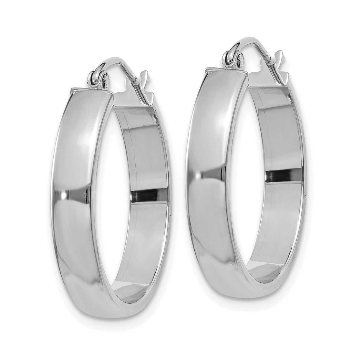10k White Gold Hoop Earrings, Small Classic Round Design, Polished Lightweight Jewelry for Women