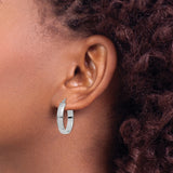 10k White Gold Hoop Earrings, Small Classic Round Design, Polished Lightweight Jewelry for Women