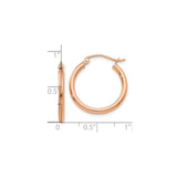 10k Rose Gold Hoop Earrings, Smooth Polished Finish, Classic Medium Size, Hinged Closure