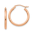 10k Rose Gold Hoop Earrings, Smooth Polished Finish, Classic Medium Size, Hinged Closure