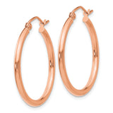 10k Rose Gold Hoop Earrings, Classic Polished Round Design, Lightweight and Minimalist Style
