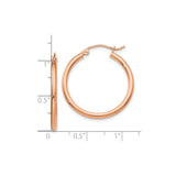 10k Rose Gold Hoop Earrings, Classic Polished Round Design, Lightweight and Minimalist Style