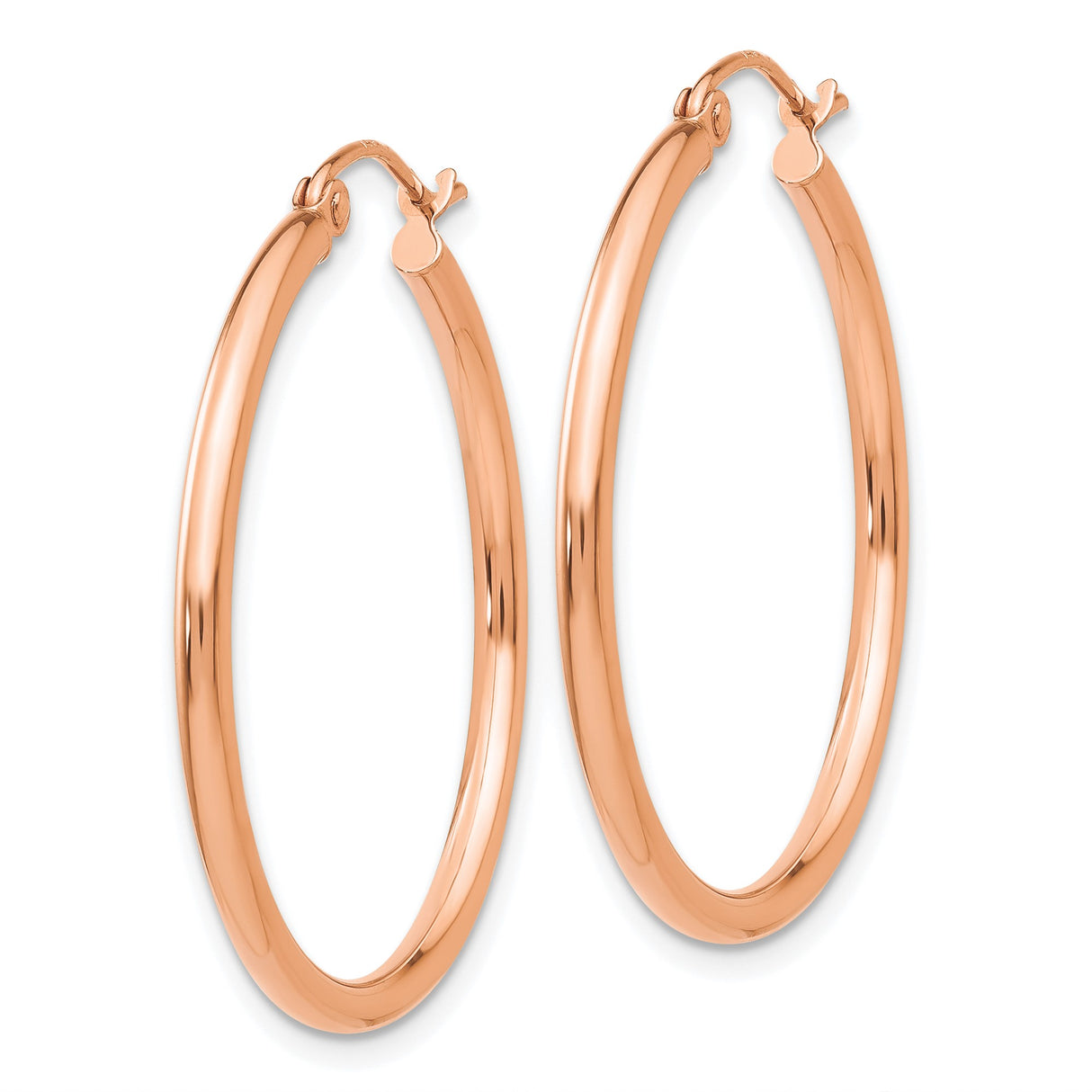 10k Rose Gold Hoop Earrings, Classic Polished Round Hoops, Lightweight Minimalist Design