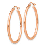 10k Rose Gold Hoop Earrings, Classic Polished Round Hoops, Lightweight Minimalist Design