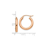 10k Rose Gold Hoop Earrings, Classic Round Polished Medium Hoops, Minimalist Style for Women