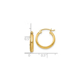 10k Yellow Gold Hoop Earrings, Polished Round Shape with Latch Back Closure, Lightweight Minimalist Style