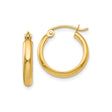 10k Yellow Gold Hoop Earrings, Polished Round Shape with Latch Back Closure, Lightweight Minimalist Style