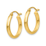 10k Yellow Gold Hoop Earrings, Classic Round Polished Design, Minimalist Style for Women
