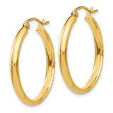 10k Yellow Gold Hoop Earrings, Smooth High Polish Finish, Classic Round Design