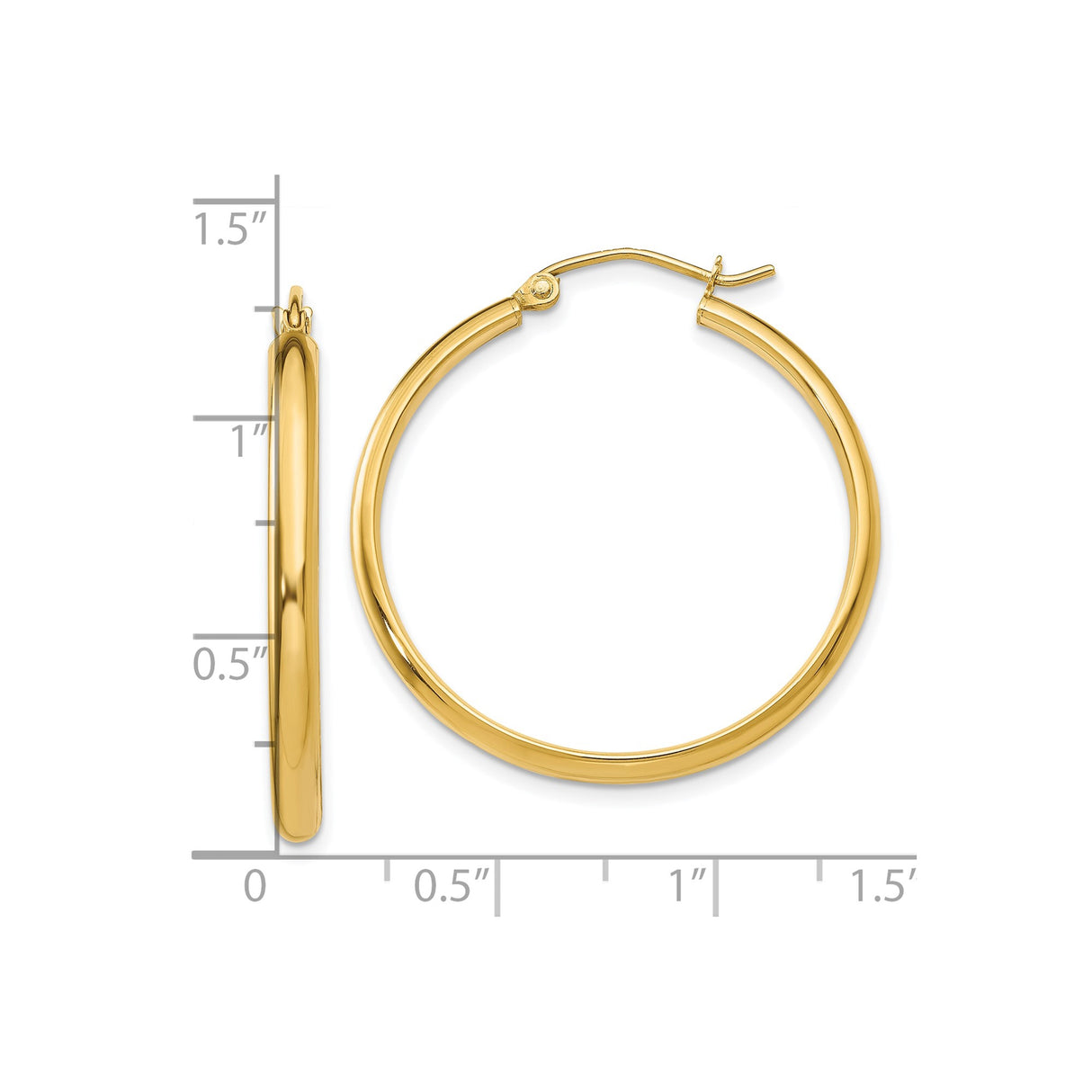 10k Yellow Gold Hoop Earrings, Classic Round Polished Minimalist Design for Women