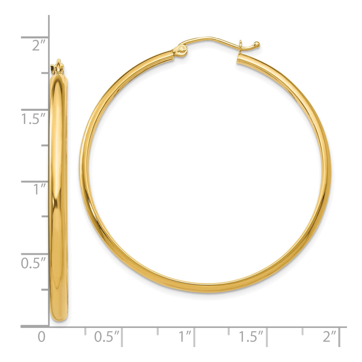 10k Yellow Gold Hoop Earrings, Classic Round Polished Design, Lightweight Minimalist Style
