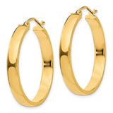10k Yellow Gold Hoop Earrings, Polished Finish, Classic Round Hinged Design, Lightweight Style