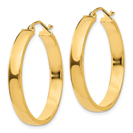 10k Yellow Gold Hoop Earrings, Polished Finish, Classic Round Hinged Design, Lightweight Style
