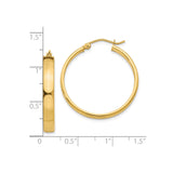 10k Yellow Gold Hoop Earrings, Polished Finish, Classic Round Hinged Design, Lightweight Style