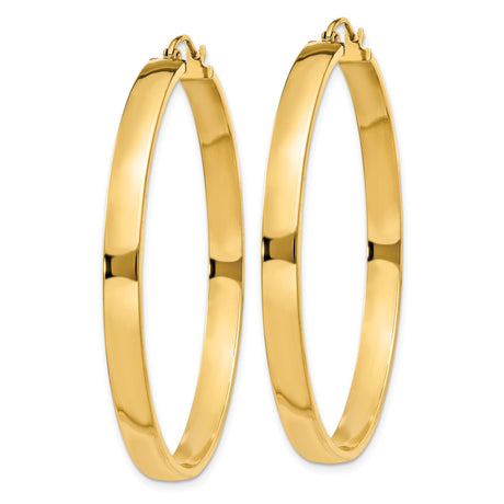 10k Yellow Gold Hoop Earrings, Large Polished Round Style, Minimalist Design for Women
