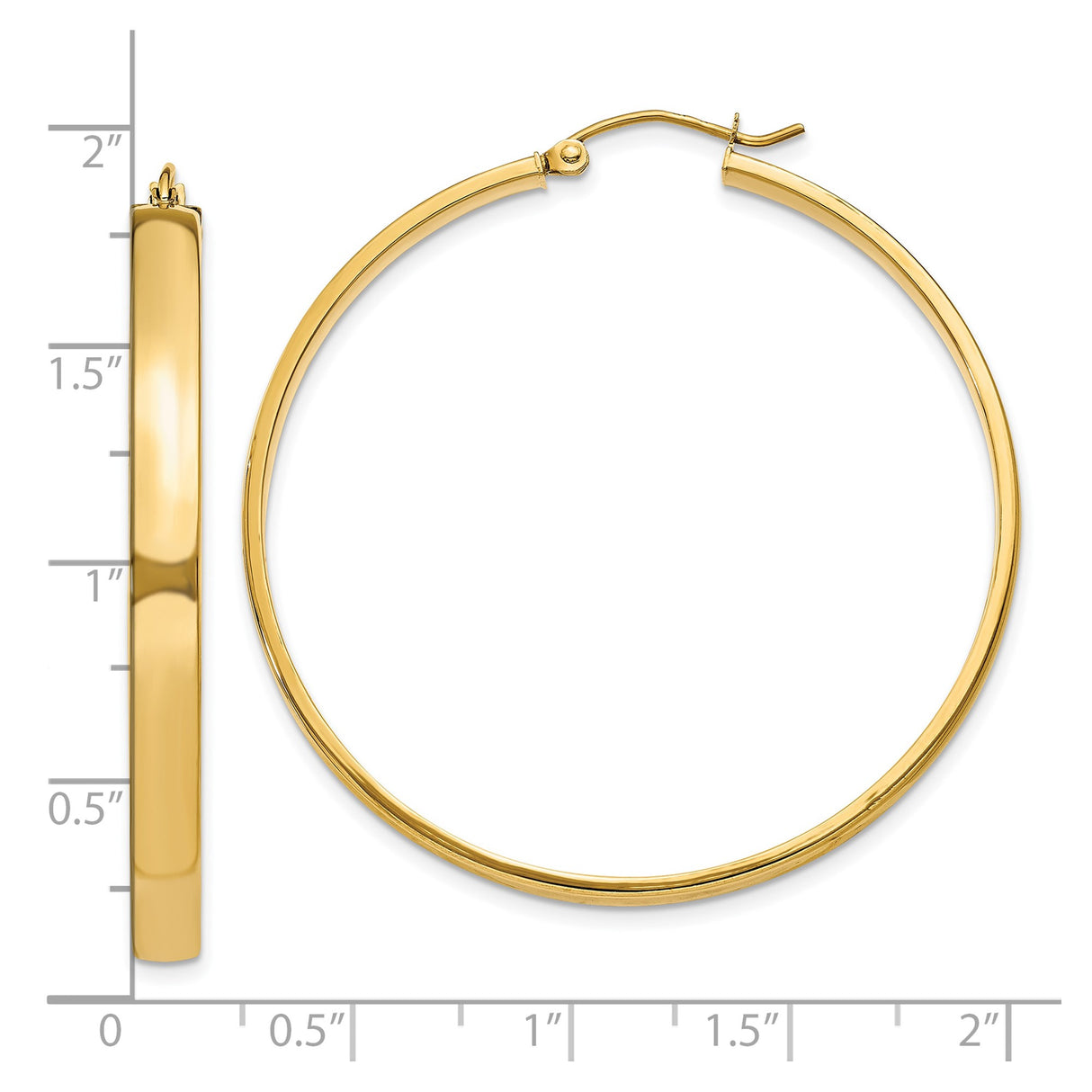 10k Yellow Gold Hoop Earrings, Large Polished Round Style, Minimalist Design for Women
