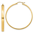 10k Yellow Gold Hoop Earrings, Large Polished Round Style, Minimalist Design for Women