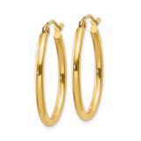 10k Yellow Gold Hoop Earrings, Classic Round Design with Latch Back Closure, Polished Finish