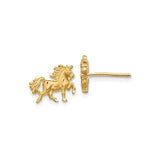 10k Yellow Gold Horse Stud Earrings, Prancing Horse Design, Equestrian Western Style