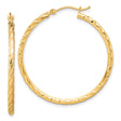 10k Yellow Gold Hoop Earrings, Twisted Diamond Cut with Textured Finish, Latch Back