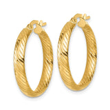 10k Yellow Gold Hoop Earrings with Polished Twisted Design and Textured Finish