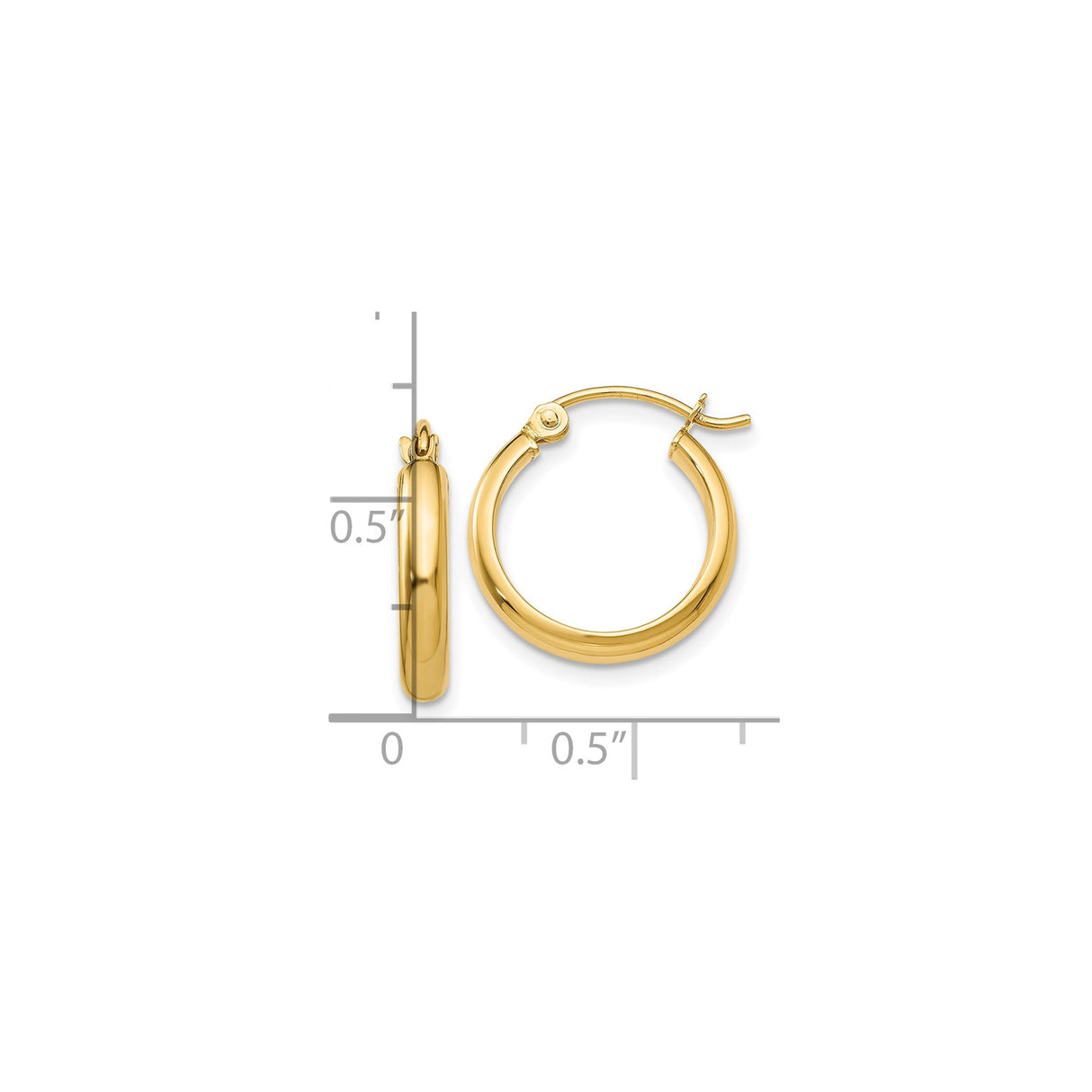 10k Yellow Gold Hoop Earrings, Classic Round Minimalist Tube Style for Women