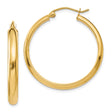 10k Yellow Gold Hoop Earrings, Polished Finish, Classic Round Design, Latch Back Closure