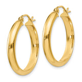 10k Yellow Gold Hoop Earrings, Polished Round Medium Hoops with Hinged Back Closure