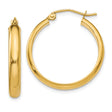 10k Yellow Gold Hoop Earrings, Polished Round Medium Hoops with Hinged Back Closure