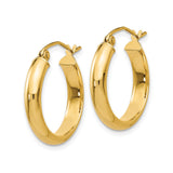 10k Yellow Gold Hoop Earrings, Classic Round Tube Design, Polished Finish, Lightweight Style