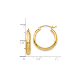 10k Yellow Gold Hoop Earrings, Classic Round Tube Design, Polished Finish, Lightweight Style
