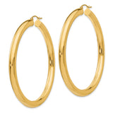 10k Yellow Gold Hoop Earrings, Classic Round Tube Design, Polished Finish, Lightweight Style