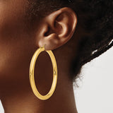 10k Yellow Gold Hoop Earrings, Classic Round Tube Design, Polished Finish, Lightweight Style